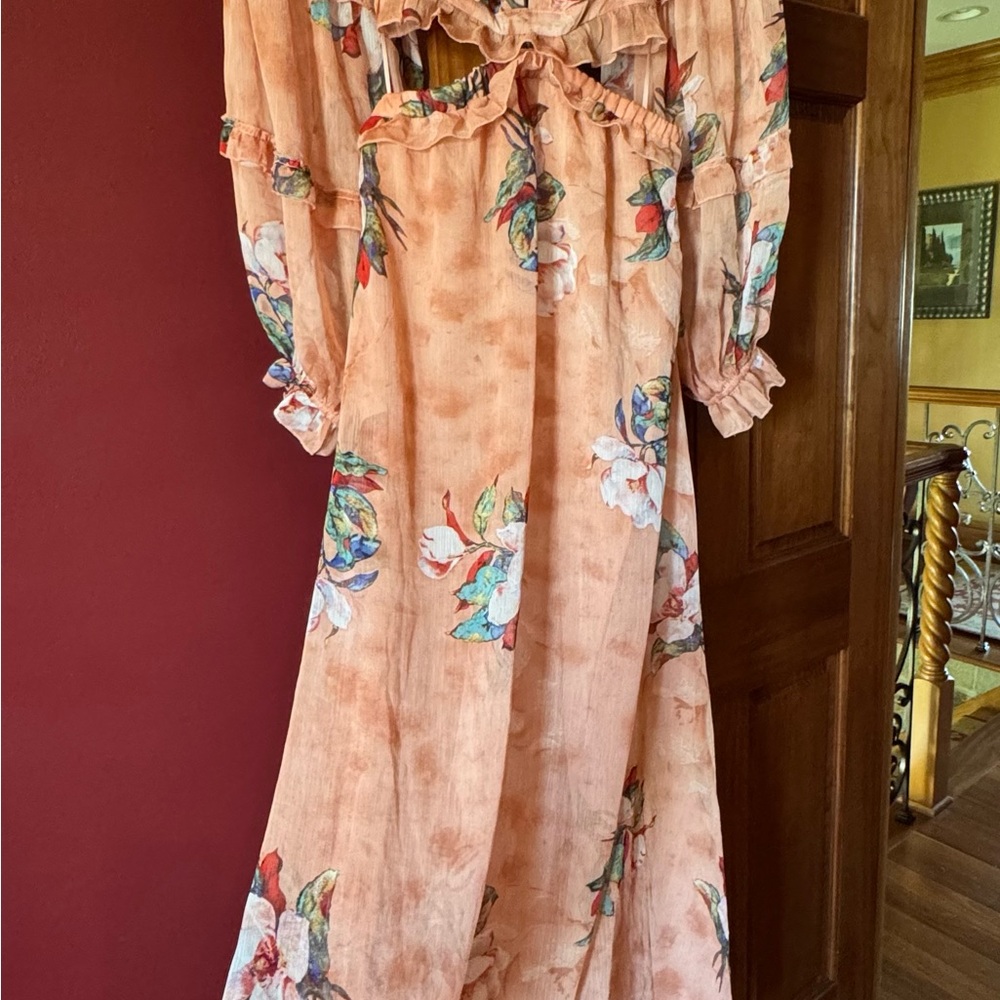 Floral Peach Maxi Dress (NWOT) - Picture 3 of 4